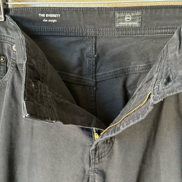 AG Adriano Goldschmied Men 38 x 27 Everett Sueded Slim Straight Leg Jeans Black - Picture 5 of 8